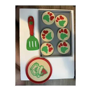 3D Baskı Noel Kurabiye Oyun Seti Yılbaşı Oyuncak Kurabiye ve Spatula Seti Kırmızı Yeşil