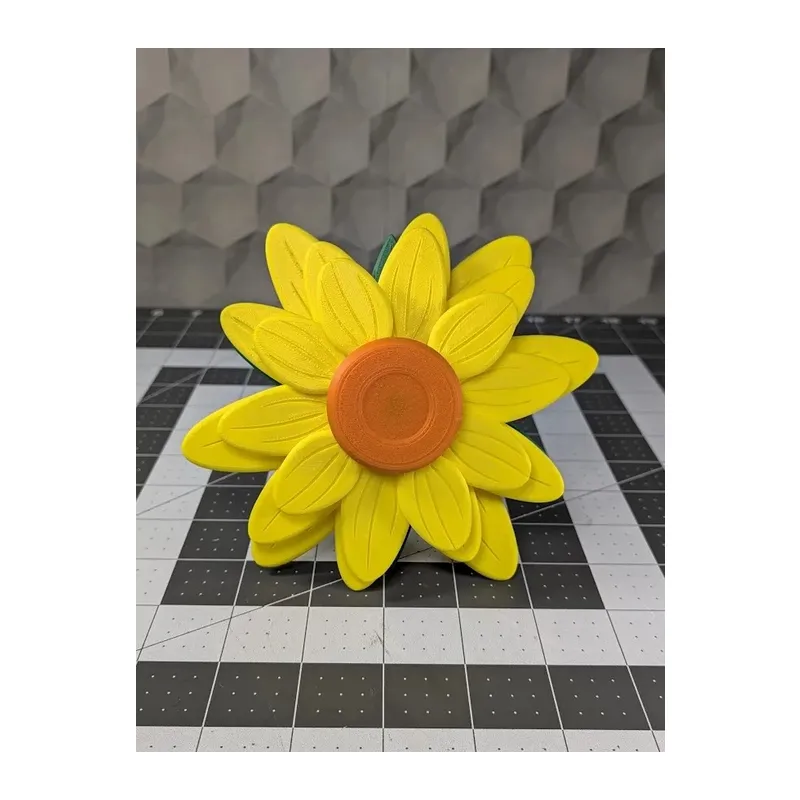 3D Baskı Ayçiçeği Yaprak Döndürücü Fidget Çiçek Stres Oyuncağı Masaüstü Fidget Sarı