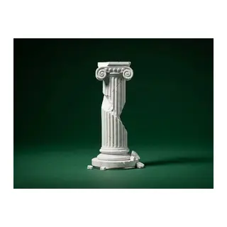 3D Baskı Kırık İyonik Sütun Kalıntısı Dekoratif Antik Yunan Sütunu Masaüstü Maket Obje Beyaz