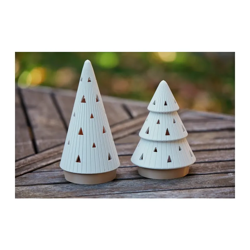 3D Baskı Modern Çam Ağacı Formlu Tealight Mumluk Seti Yılbaşı Dekoratif Mum Tutucu