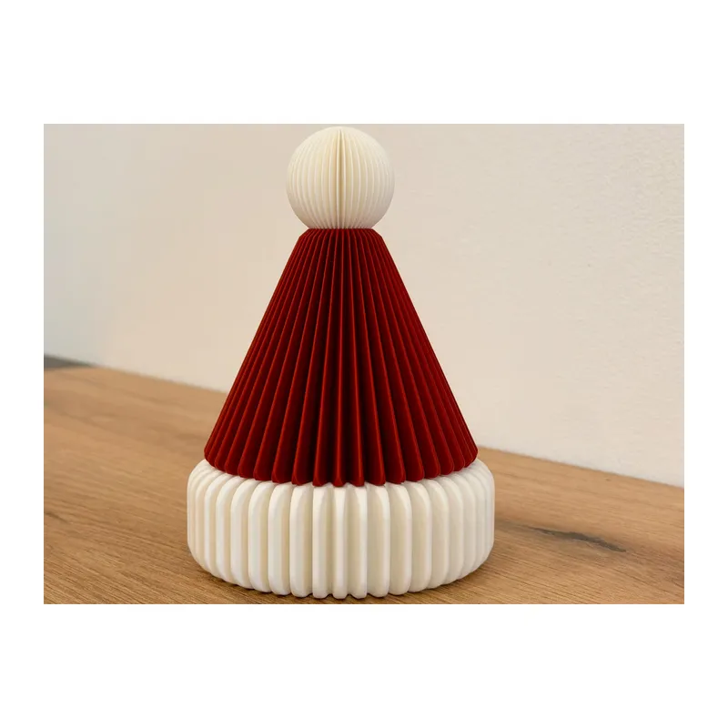 3D Baskı Noel Baba Şapkası Formlu Yılbaşı Kasesi ve Dekoratif Süs Seti