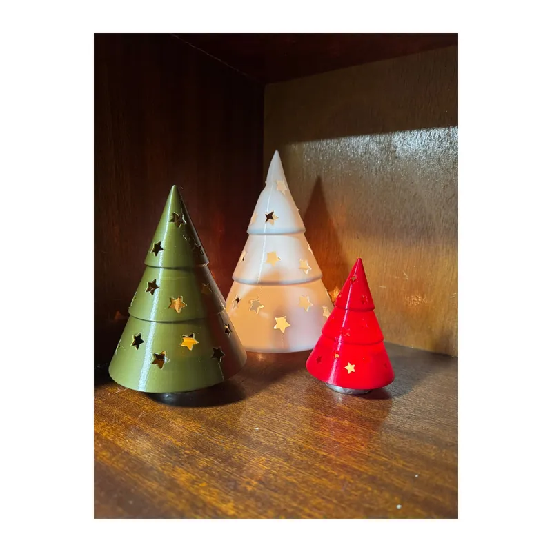 3D Baskı Çam Ağacı Tealight Mumluk Seti Yılbaşı Dekoratif Mum Tutucu