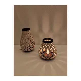 3D Baskı Modern Izgara Desenli Rüzgar Feneri Tealight Mumluk Dekoratif Mum Tutucu