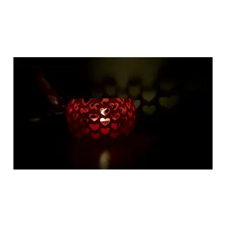 Kalp Işık Yansımalı Tealight Mumluk Romantik Dekoratif Mum Tutucu