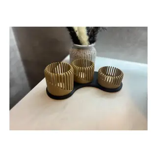 3D Baskı Üç Boyutlu Tealight Mumluk ve Üçlü Mum Standı Seti Dekoratif Mum Tutucu