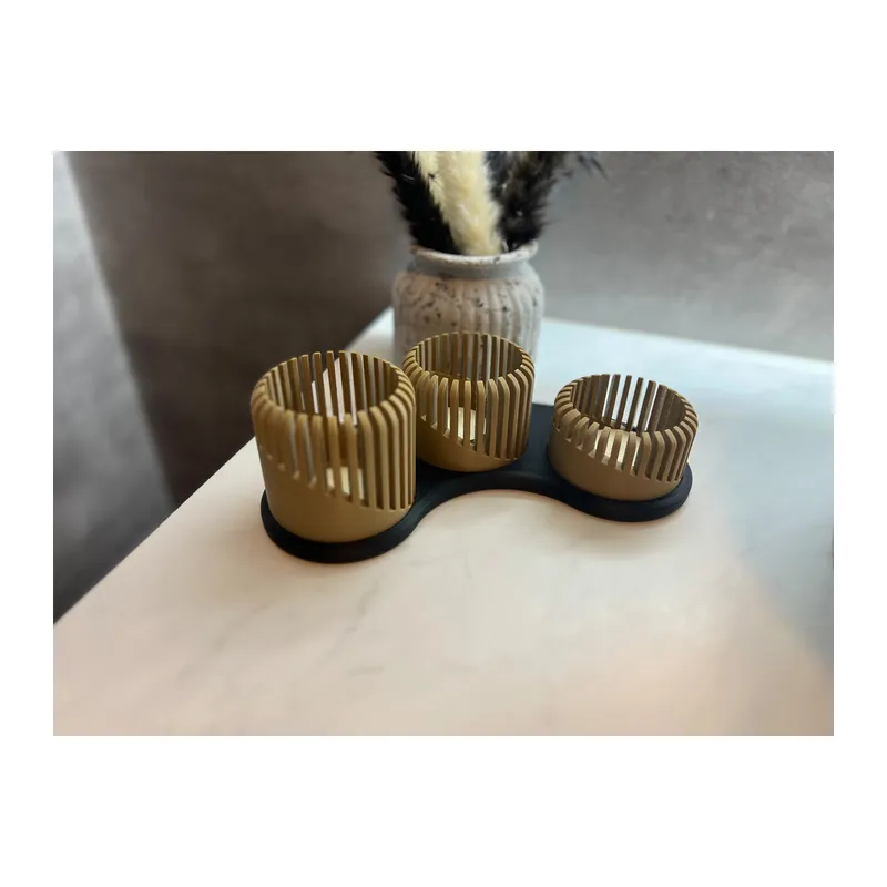 3D Baskı Üç Boyutlu Tealight Mumluk ve Üçlü Mum Standı Seti Dekoratif Mum Tutucu