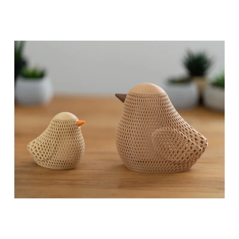3D Baskı Örgü Desenli Serçe Figürlü Tealight Mumluk Bahar Dekoratif Mum Tutucu