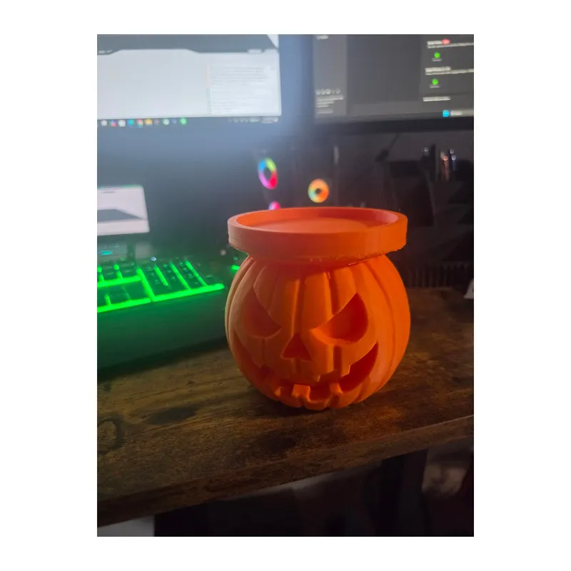 3D Baskı Cadılar Bayramı Balkabağı Üç Fitilli Mumluk Dekoratif Mum Tutucu