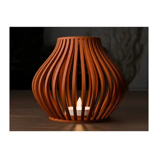 3D Baskı Oluklu Dalga Formlu Fener Tealight Mumluk Heykelsi Dekoratif Mum Tutucu