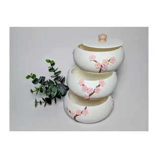 3D Baskı İstiflenebilir Kiraz Çiçeği Desenli Takı Kutusu Çekmeceli Mücevher Organizeri