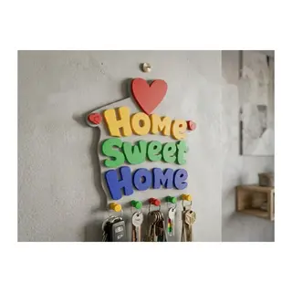 3D Baskı Home Sweet Home Duvar Anahtarlığı Çok Parçalı Dekoratif Anahtar Askısı