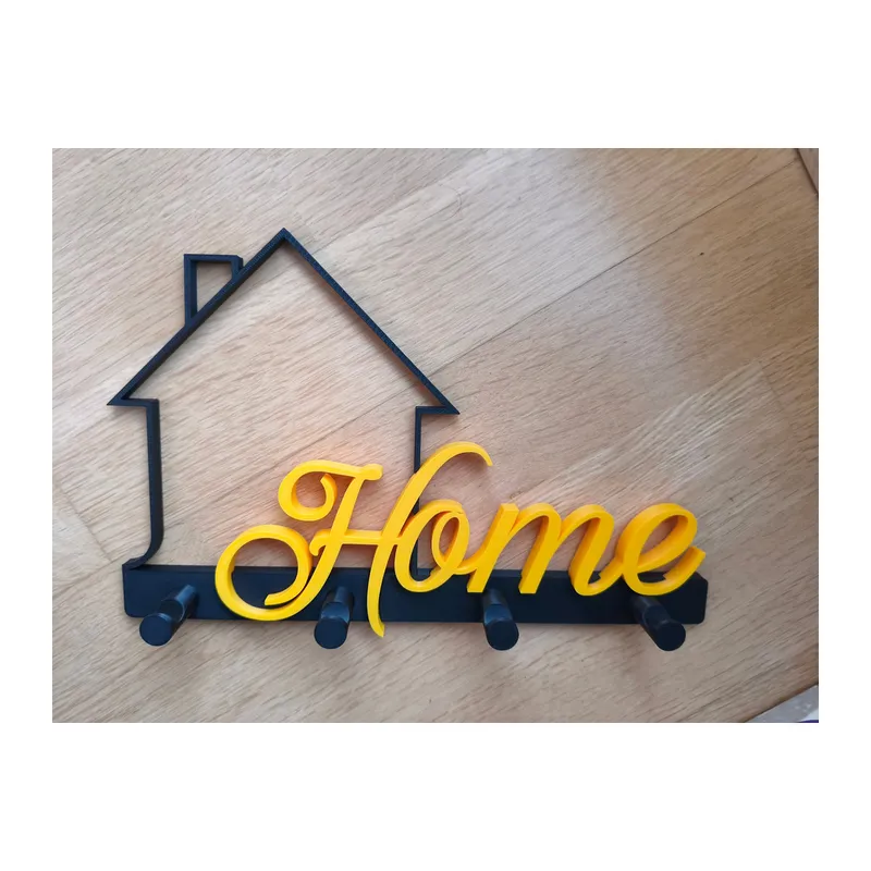 3D Baskı Home Yazılı Anahtar Askısı İki Parçalı Dekoratif Duvar Anahtarlığı