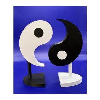 Yin Yang Dekoratif Obje Denge Temalı İki Parçalı Masa ve Raf Süsü