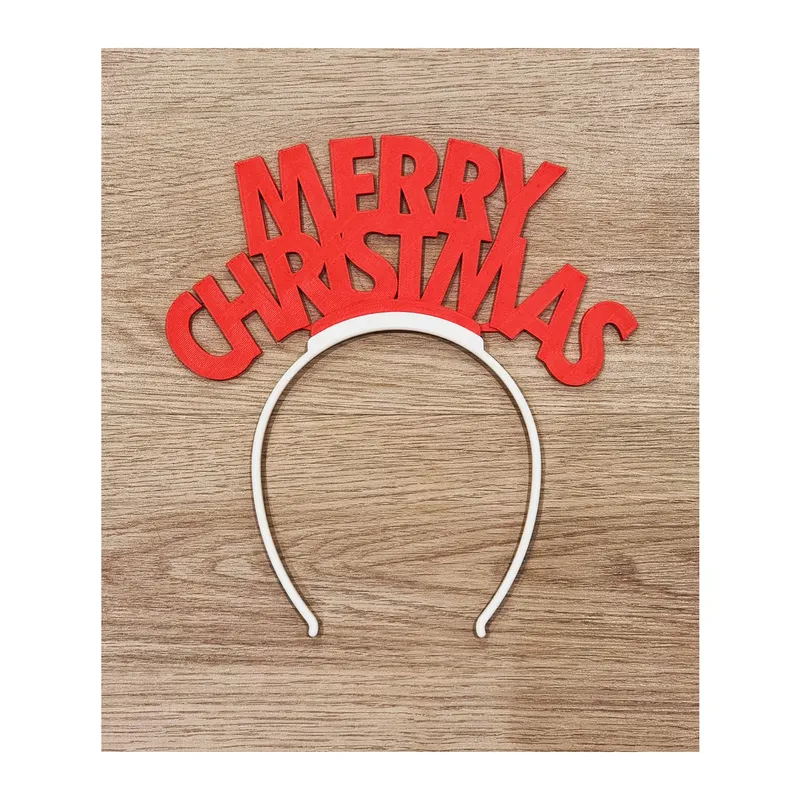 3D Baskı Merry Christmas Yazılı Yılbaşı Saç Bandı Parti Aksesuarı Noel Taç Bandı