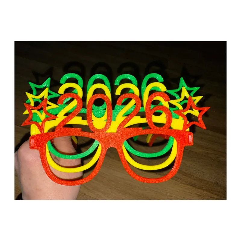 3D Baskı 2026 Happy New Year Parti Gözlüğü Yılbaşı Eğlence Gözlüğü (2027 Yapılabilir)