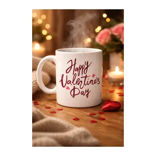 Happy Valentine’s Day Baskılı Porselen Kupa Model 2 – Sevgililer Günü Özel Tasarım