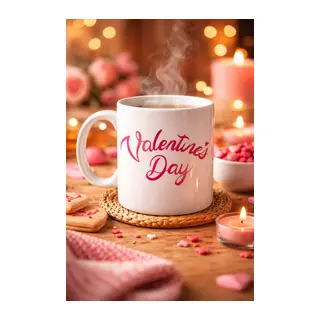 Valentine’s Day Porselen Kupa Model 3 – Aşk Temalı Özel Tasarım Kahve & Çay Kupası, Sevgililer Günü Hediyesi