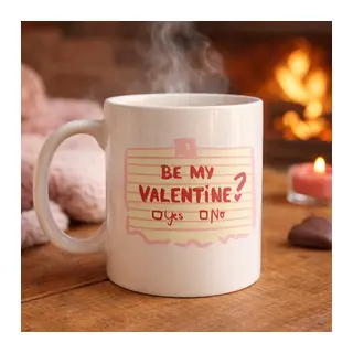 Be My Valentine Porselen Kupa – Model 8 Sevgiliye Özel Romantik Tasarım