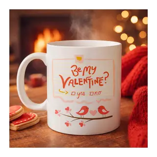 Be My Valentine Porselen Kupa Model 7 - Sevgililer Günü Hediyesi-Aşk Temalı Sevimli Kupa