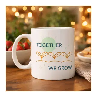 Together We Grow Tasarımlı Porselen Kupa Model 38 – Sevgi Temalı Özel Hediye Kupası