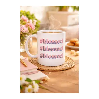 #Blessed Yazılı Porselen Kupa Model 34 – Motivasyonlu Kahve Kupası - Günlük Kullanım & Hediye