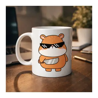 Cool Hamster Tasarımlı Porselen Kupa MODEL 81 – Eğlenceli, Karizmatik ve Enerji Dolu Kahve Kupası