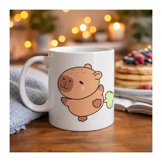 Sevimli Kapibara Desenli Porselen Kupa MODEL 96 CAPYBARA – Neşeli Tasarım, Kahve & Çay Kupası, Hediyelik Porselen Bardak