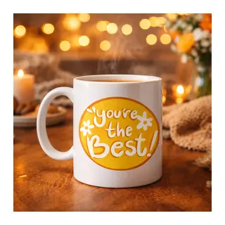 You're The Best Yazılı Porselen Kupa MODEL 123 – Motive Edici Tasarım, Özel Hediye Fikri, Kahve & Çay Kupası