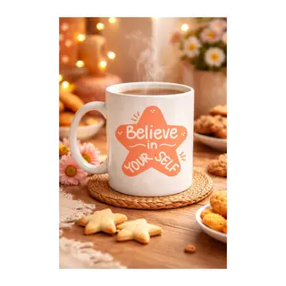 Believe in Yourself Porselen Kupa MODEL 127 – Motivasyon Mesajlı, Kahve & Çay Kupası, Sevdiklerine Anlamlı Hediye