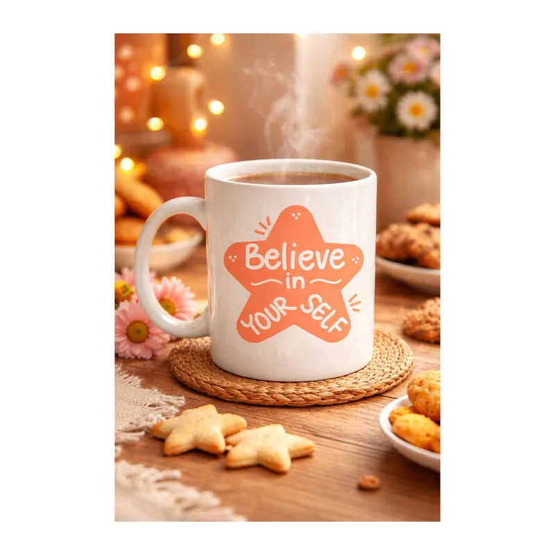 Believe in Yourself Porselen Kupa MODEL 127 – Motivasyon Mesajlı, Kahve & Çay Kupası, Sevdiklerine Anlamlı Hediye