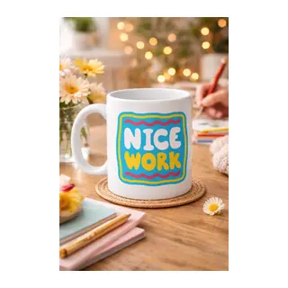 Nice Work "HARİKA İŞ ÇIKARDIN" Yazılı Porselen Kupa MODEL 147 – Motivasyon Kupası – Tebrik & Başarı Temalı Kahve Kupası – Hediye Fikri