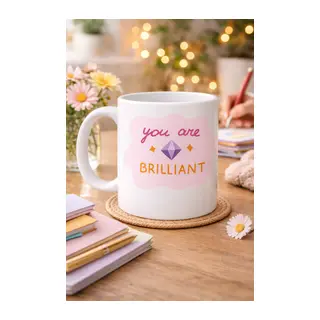 You Are Brilliant "SEN HARİKASIN" Yazılı Porselen Kupa MODEL 149 – Motivasyon Kupası – Moral Veren Kahve Kupası – Anlamlı Hediye Fikri