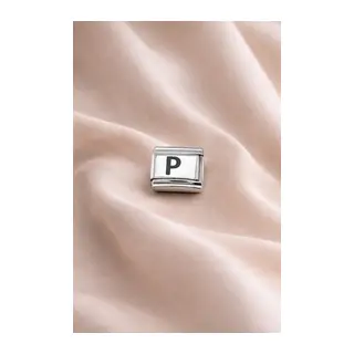 “P” Harf Charm – Çelik Bileklik Modülü, Kişiye Özel Harf Aksesuarı