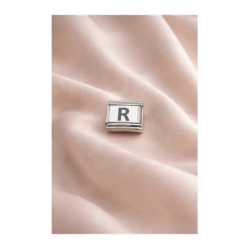 “R” Harf Charm – Çelik Bileklik Modülü, Kişiye Özel Harf Aksesuarı