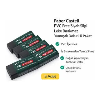 No:30 PVC Free Siyah Silgi 5 Adet Leke Bırakmaz Yumuşak Doku