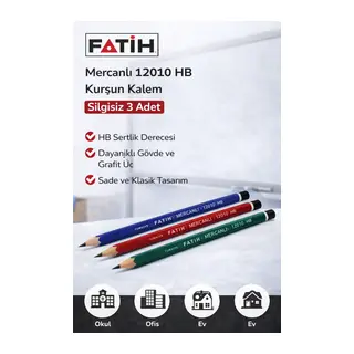 Fatih Mercanlı 12010 HB Kurşun Kalem 3 Adet