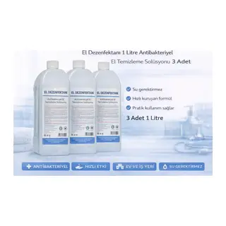 El Dezenfektanı 1 Litre Antibakteriyel El Temizleme Solüsyonu 3 Adet
