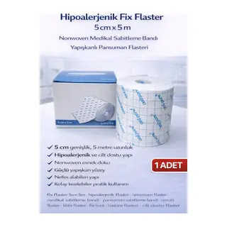 Hipoalerjenik Fix Flaster 5 cm x 5 m Nonwoven Medikal Sabitleme Bandı Yapışkanlı Pansuman Flasteri