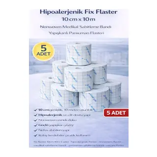Hipoalerjenik Fix Flaster 10 cm x 10 m 5 Adet Nonwoven Medikal Sabitleme Bandı Yapışkanlı Pansuman Flasteri