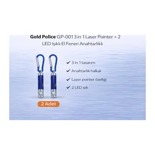 Gold GP-001 3 in 1 Lazer + 2 LED Işıklı El Feneri Anahtarlıklı 2 Adet