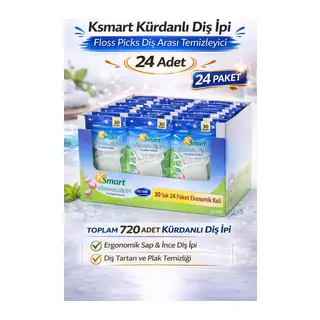 Ksmart Kürdanlı Diş İpi 30 Adet Floss Picks Diş Arası Temizleyici 24 Paket