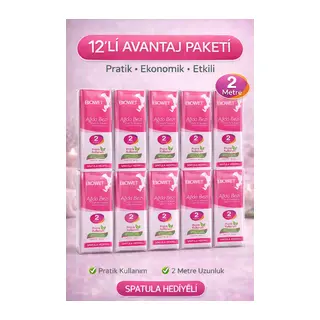 Biowet Ağda Bezi 2 Metre Spatula Hediyeli Epilasyon Bezi Dayanıklı Tüy Dökme Bezi 12 Paket