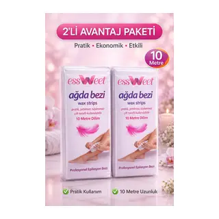 Essweet Ağda Bezi 10 Metre Dilim Profesyonel Epilasyon Bezi Çift Taraflı Kullanım Yırtılmaz Dayanıklı Ağda Bandı 2’li Paket