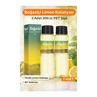 Boğaziçi Limon Kolonyası 200 cc PET Şişe 2 Adet 80° Ferahlatıcı Limon Kokulu Kolonya