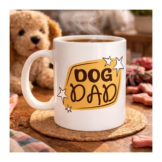 Dog Dad Kupa MODEL 184 – Köpek Babası Temalı Porselen Kahve Kupası – Köpek Severlere Özel Hediyelik Kupa