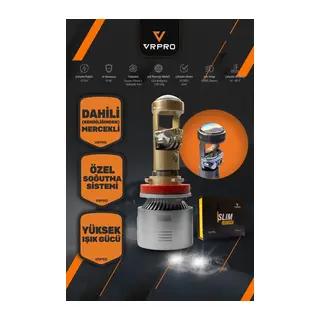 Slim Mercekli H7 LED Far Ampulü 40W 12V Fanlı VR Pro H7 Led Xenon Beyaz Işık