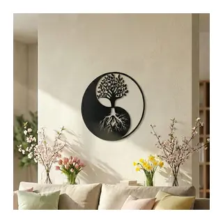 Yin Yang Hayat Ağacı Duvar Tablosu MDF Lazer Kesim Modern Spiritüel Duvar Süsü
