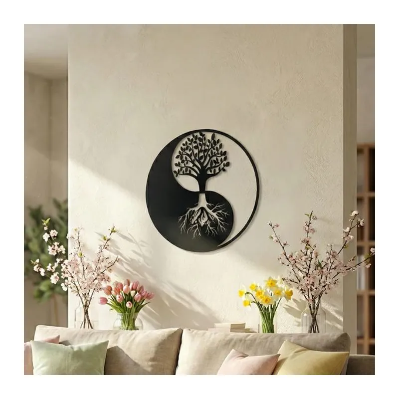 Yin Yang Hayat Ağacı Duvar Tablosu MDF Lazer Kesim Modern Spiritüel Duvar Süsü