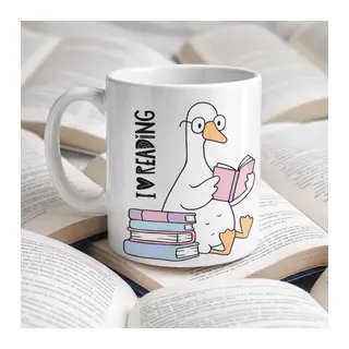 I Love Reading Yazılı Kupa Model 210 Kitap Temalı Tasarım Seramik Kahve Kupası Kitap Severlere Hediye