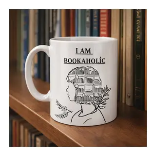 I Am Bookaholic Yazılı Kitap Temalı Kupa Model 213 Baskılı Seramik Kahve Kupası